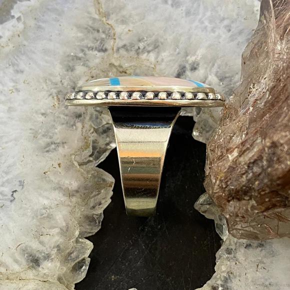 Carolyn Pollack Sterling Oval MOP & Turquoise Inlay Ring For Women Sz Variety - Picture 6 of 10